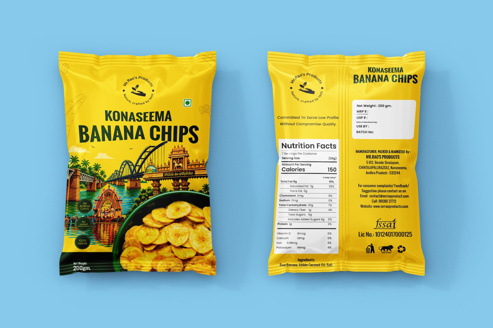 Premium natural banana chips made with pure coconut oil